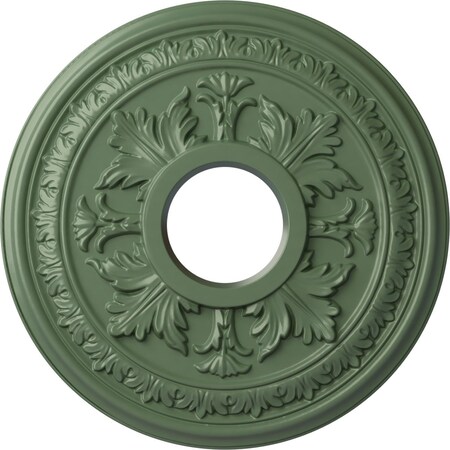 Ekena Millwork Baltimore Ceiling Medallion (Canopies up to 5 1/2"), 15 3/8"OD x 4 1/4"ID x 1 1/2"P, Athenian Green CM15BAAGF